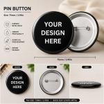 Custom Pin Bros Buttons Round 75mm Metal Back Cover
